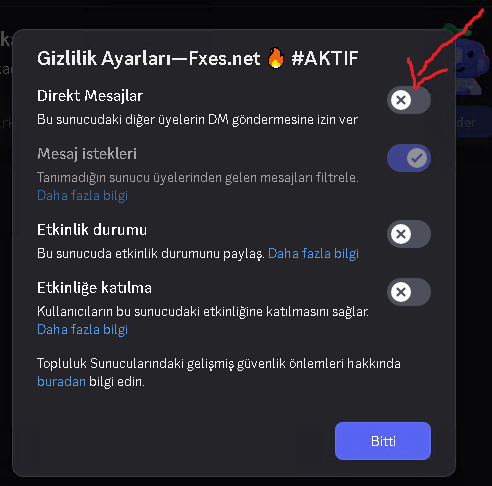 Direkt Mesajları Aktifleştirme